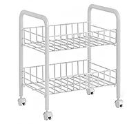 SLGGPJBU Carrello multiuso in rete metallica con ripiani a 3 ripiani, per ufficio, camera da letto e cucina, colore bianco.