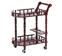 SLGGPJBU Carrello per carrello da hotel, carrello da bar in metallo con pannello in legno massello, barra a 2 livelli e carrello da portata, carrello da bar con 4 ruote