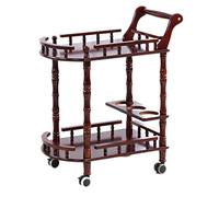 SLGGPJBU Carrello per hotel, carrello da bar in metallo, con pannello in legno massello, barra a 2 livelli e carrello da portata, carrello da bar con 4 ruote