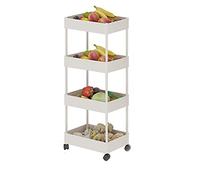 SLGGPJBU Carrello portaoggetti da cucina Scaffale Carrello Abs Trolley Rack Carrello Domestico Cucina Stoccaggio Multifunzione Mobile Bianco/Nero Multilayer