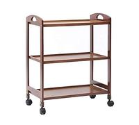 SLGGPJBU Carrello portaoggetti per carrelli a mano, carrello da cucina a 3 livelli con ruota del freno, carrello portautensili in legno/marrone/L, grande