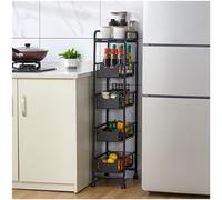 SLGGPJBU Carrello portaoggetti sottile con ruote, organizer da cucina, con 4 ripiani, salvaspazio, per piccoli spazi, bianco