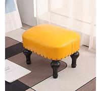 SLGGPJBU Moderno poggiapiedi rettangolare imbottito in pelle PU con seduta imbottita e gambe in legno, poggiapiedi per soggiorno, camera da letto, ingresso, facile da pulire, rosso marrone