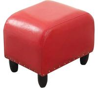 SLGGPJBU Piccolo poggiapiedi in pelle PU, per sedia bassa, moderna, rettangolare, con gambe in legno massello, rosso, 40,6 cm di lunghezza