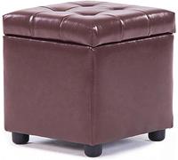 SLGGPJBU Poggiapiedi con coperchio, in pelle, resistente all'acqua, sgabello portaoggetti nascosto, quadrato, rettangolare, viola chiaro