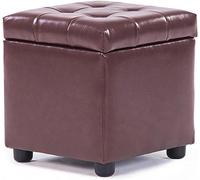 SLGGPJBU Poggiapiedi con coperchio, in pelle, resistente all'acqua, sgabello portaoggetti nascosto, quadrato, rettangolare, viola chiaro
