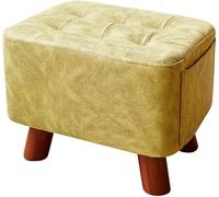 SLGGPJBU Poggiapiedi con gambe in legno massello, rettangolare per divano, poggiapiedi, tavolino da caffè con borsa portaoggetti laterale, rimovibile per la pulizia, soggiorno, camera da letto, panno