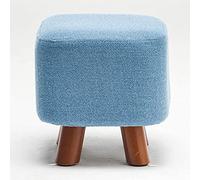 SLGGPJBU Poggiapiedi in tessuto di lino, piccolo pouf in legno massello imbottito, poggiapiedi, panca, scarpa, colore: blu