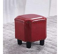 SLGGPJBU Poggiapiedi per mobili a cubo imbottito in pelle cerata a olio, seduta singola, sgabello per trucco, cambio scarpe, max 200 kg