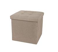 SLGGPJBU Poggiapiedi per riposare i piedi, panca pieghevole per scarpe, con coperchio ribaltabile, sgabello rettangolare poggiapiedi in cotone e lino, beige, 76 x 38 x 38 cm