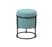 SLGGPJBU Poggiapiedi per riposare, poggiapiedi, in tessuto di cotone, stile nordico, retrò, cubo, sgabello basso, con treppiede, in acciaio inox, dorato, blu
