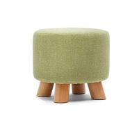 SLGGPJBU Poggiapiedi per riposare, poggiapiedi rotondo con gambe in legno stabili, moderno tessuto di lino, poggiapiedi, sgabello rimovibile, colore griglia