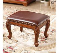 SLGGPJBU Poggiapiedi piccolo poggiapiedi quadrato in pelle con gambe in legno, tavolino imbottito per ingresso porta, 40 x 30 cm, blu