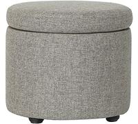 SLGGPJBU poggiapiedi, poggiapiedi, coperchio rimovibile, contenitore rotondo in tessuto per dormitorio, soggiorno, poggiapiedi, sgabello, carico massimo 80 kg, colore curry chiaro, 30 x 32 cm,