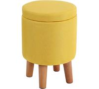 SLGGPJBU Poggiapiedi rotondo con coperchio rimovibile, sgabello portatile per toeletta poggiapiedi, poggiapiedi imbottito con contenitore per soggiorno camera da letto, giallo con gambe