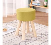 SLGGPJBU Poggiapiedi rotondo imbottito con 4 gambe in legno, con rivestimento rimovibile in cotone e lino, per soggiorno, camera da letto, colore azzurro, 71 x 28 x 10 cm