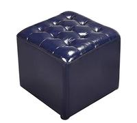 SLGGPJBU Pouf cubo imbottito in pelle, pouf poggiapiedi in legno massello quadrato in pelle soggiorno tavolino piccola panchina nera 40 x 40 x 35 cm