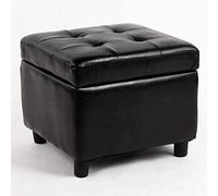 SLGGPJBU Pouf imbottito in pelle a forma di cubo, poggiapiedi in legno massello, tavolino quadrato in pelle, panca piccola