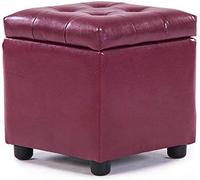 SLGGPJBU Pouf imbottito in pelle cuoio, pouf poggiapiedi quadrato in legno massello tavolino da salotto piccola panca