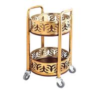 SLGGPJBU Rack di stoccaggio Carrello da cucina Carrello Carrello di servizio Carrelli di servizio dell'isola Carrelli di servizio in acciaio inossidabile Carrello a 2 livelli Lucido Rotondo Maniglia