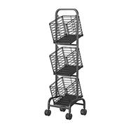 SLGGPJBU Rack di stoccaggio Carrello di rotolamento Carrello da cucina Carrello di stoccaggio a 3 livelli Carrello di rotolamento del metallo Carrello di stoccaggio della cucina Rack di verdure