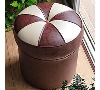 SLGGPJBU S Sgabello per il cambio scarpe, sgabelli da toeletta, pouf, poggiapiedi rotondo, in pelle, per soggiorno e camera da letto, colore giallo caffè, 35 x 30 cm