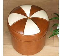 SLGGPJBU S Sgabello per il cambio scarpe, sgabelli da toeletta, pouf, poggiapiedi rotondo, in pelle, per soggiorno e camera da letto, colore giallo caffè, 35 x 30 cm