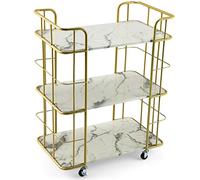 SLGGPJBU Scaffale da cucina con ruote carrello da bagno cremagliera oggetti vari stoccaggio a 3 livelli carrello multiuso oro rotolamento Lofty Ambition