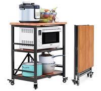 SLGGPJBU Scaffale da cucina con ruote di bloccaggio, carrello pieghevole a 3 ripiani in acciaio inossidabile, carrello da portata commerciale per catering per hotel e ristoranti