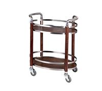 SLGGPJBU Servizio alberghiero Carrello portaoggetti da cucina in acciaio inox, carrello da servizio in legno a 2 livelli, carrelli da servizio in legno