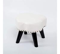 SLGGPJBU Sgabello moderno - gambe in legno massello, piccolo poggiapiedi in finta pelle, poggiapiedi imbottito personalizzato per soggiorno, altezza 30 cm, rosso
