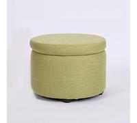 SLGGPJBU Sgabello poggiapiedi con gambe rotonde in cotone e lino, per camera da letto, soggiorno, blu lago, 33 x 23 cm
