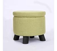SLGGPJBU Sgabello poggiapiedi con gambe rotonde in cotone e lino, per camera da letto, soggiorno, blu lago, 33 x 23 cm