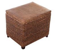 SLGGPJBU Sgabello poggiapiedi in legno massiccio, stile retrò, in rattan, per camera da letto, soggiorno, seduta imbottita