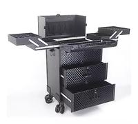 SLGGPJBU Trolley professionale per trucchi, organizer per cosmetici arrotolabile, Beauty Bag, Tatuaggi per Tatuaggi a Doppio Cassetto, Nero 1, Nero 2, Nero 2, Nero 2