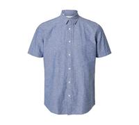 Slhreg-New Linen - Maglietta SS Noos, Media Blu Denim, L
