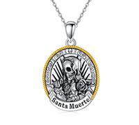 SLIACETE Collana da donna in argento sterling 925, con ciondolo a forma di Babbo Natale e Vergine Maria, con medaglia, amuleto religioso cattolico, idea regalo per mamma, figlia, moglie, fidanzata