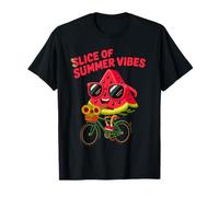 Slice of Summer Vibes Anguria Cartoon Bike Rider Fun Maglietta