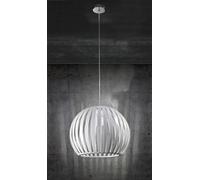 SLICE Sospensione 1 luce acrilico paralume spicchi bianco lucido montatura cromo d.40cm attacco E27