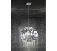 SLICE Sospensione 1 luce paralume spicchi acrilico trasparente montatura cromo d.30cm attacco E27