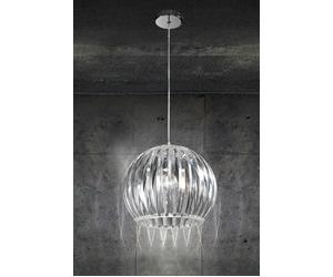 SLICE Sospensione 1 luce paralume spicchi acrilico trasparente montatura cromo d.30cm attacco E27