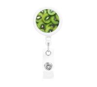 Slices of Fresh Mature Green Kiwi retrattile porta badge resistente con clip da cintura cordino retrattile porta carte d'identità con portachiavi clip per badge per ufficio infermiere dipendenti