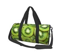 Slices of Fresh maturo verde kiwi stampato rotondo borsone da viaggio borsa da palestra fitness borsa da allenamento nero, taglia unica, Nero , Taglia unica