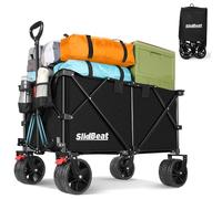 SLIDBEAT - Carrello da Giardino Pieghevole 220L, Carrello Spiaggia con Ruote Grandi, per Rimorchio per Giardino da Campeggio all'aperto Ogni Tipo di Terreno, Portata fino a 150kg