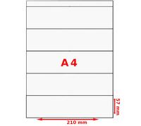 Slide, 190Mic, A4 Opaco White per una stampante a foro e laser su 57 x 210 mm (5x) perforato (100 pezzi) NEW