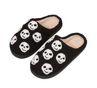 Slide di da donna, pantofole di in peluche | Scarpe da casa con slip-on Skull | Comode pantofole in peluche preppy con suola antiscivolo per, 42 IT, 41 EU