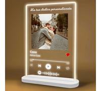 SLIDE Lampada Targa Spotify personalizzata in Plexiglass NEW 2026 con dedica e base a scelta. Foto e Codice personalizzati con cantante e titolo canzone. Idea Regalo San Valentino