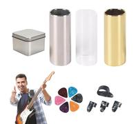 Slide per chitarra elettrica, Slide per chitarra | Diapositiva per chitarra da 60 mm,Include 6 plettri per chitarra, 4 plettri per dita, set di 1 vetrino in vetro acrilico, 2 vetrini in acciaio inossi