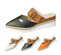 Sliders - Pantofole da donna, stile retrò, con fibbia, design antiscivolo, per tutti i giorni, shopping, vacanze, spiaggia, passeggiate, campeggio, viaggi, comode, morbide e leggere, Nero , 39.5 EU