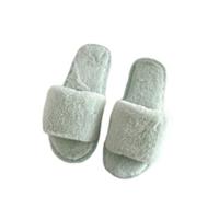 Slides - Pantofole da donna con punta aperta, in peluche, calde, in finta pelliccia, morbide e piatte, comode, colore: rosa e viola, Verde, 43 EU